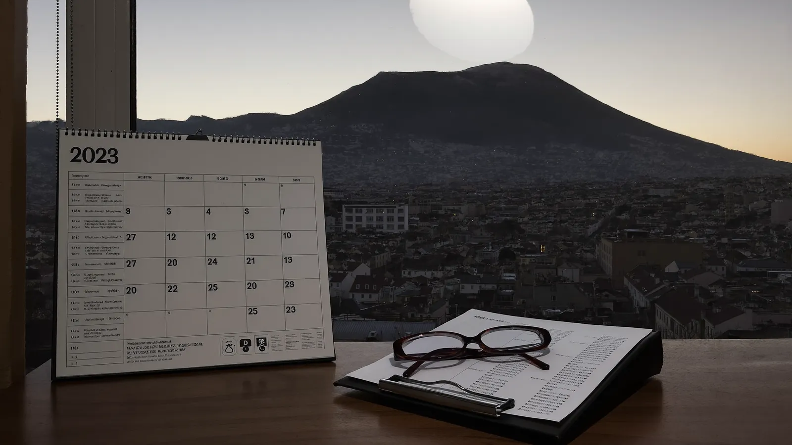 Calendrier 2026 et rapport de diagnostic énergétique posés sur un bureau à Clermont-Ferrand